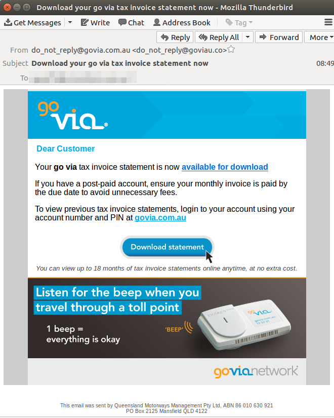 go via Email Phishing Scam - courtesy of MailGuard