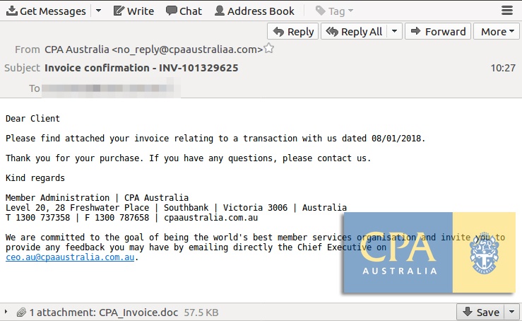 CPA Australia Imitated By Cyber Criminals, Attempts To Hijack Your PC